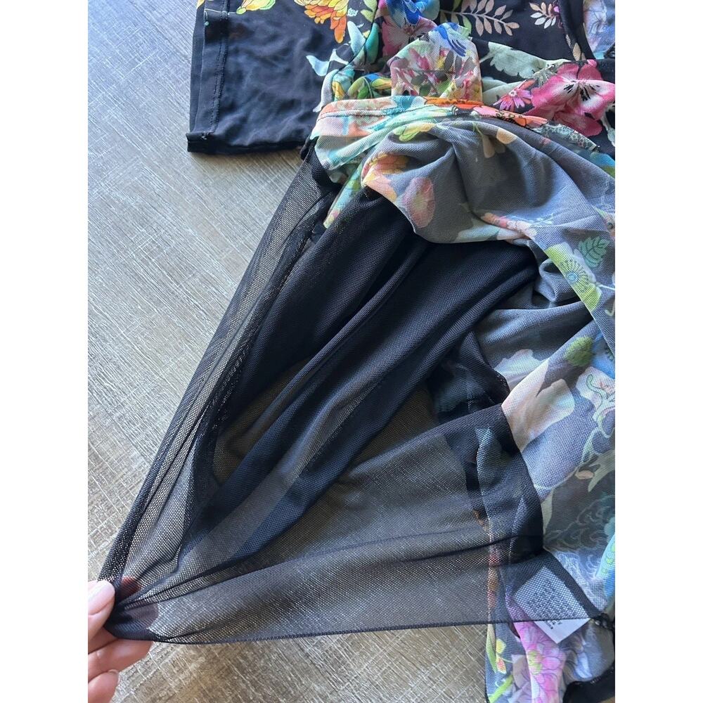 Johnny Was Workshop XL Floral Mesh Top Sheer Boho Layering Tee Butterfly - Picture 5 of 10